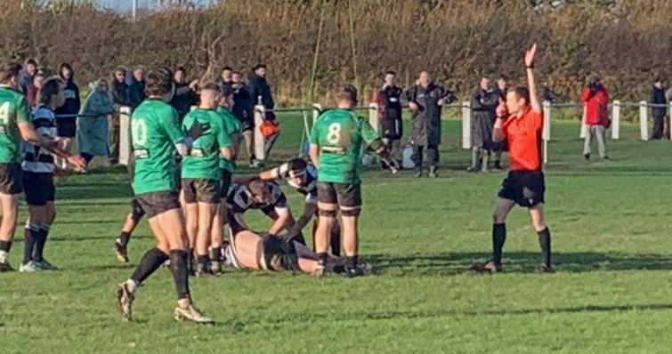 Another penalty for Neyland (in green). Picture Bill Carne